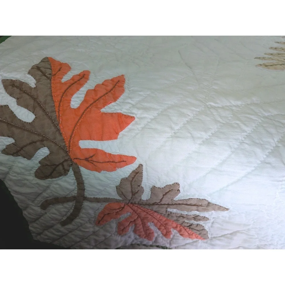 Handmade Autumn Leaf Quilt Cottagecore Americana Folk Art Vintage Fall Farmhouse